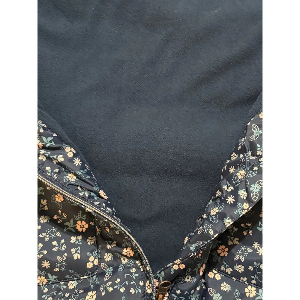 Copper Key Size 10/12 Navy Girl Puffer Floral‎ Sherpa Hooded Vest Full Zip